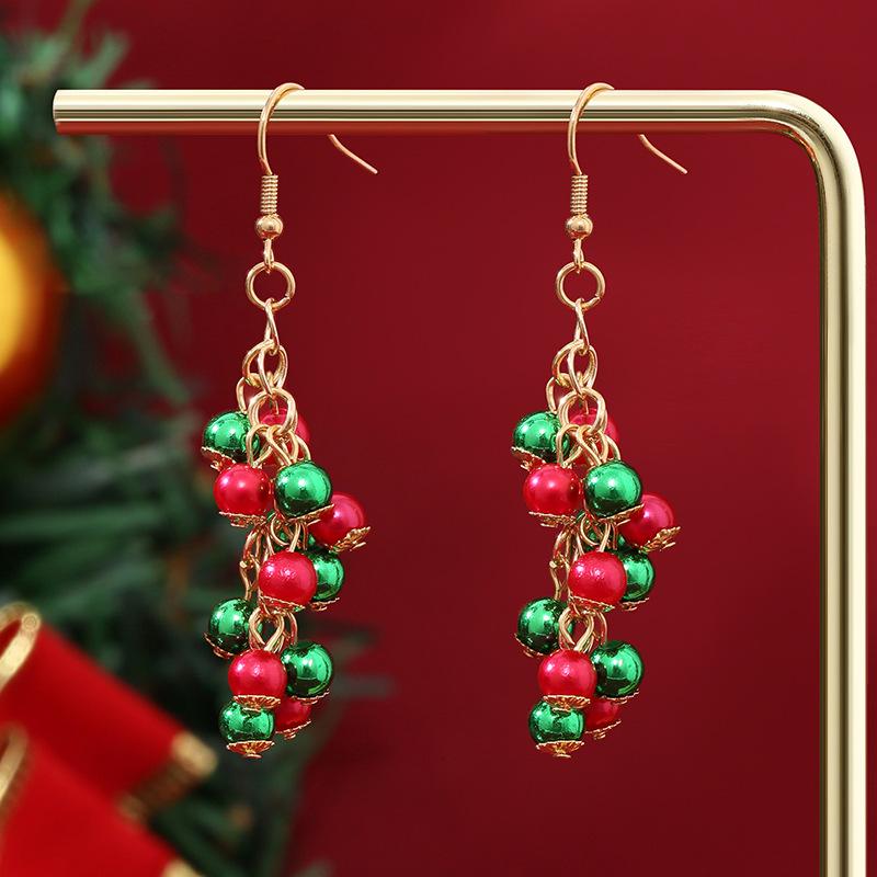 European-American Creative Christmas Earrings: Festive Bells & Tree Studs