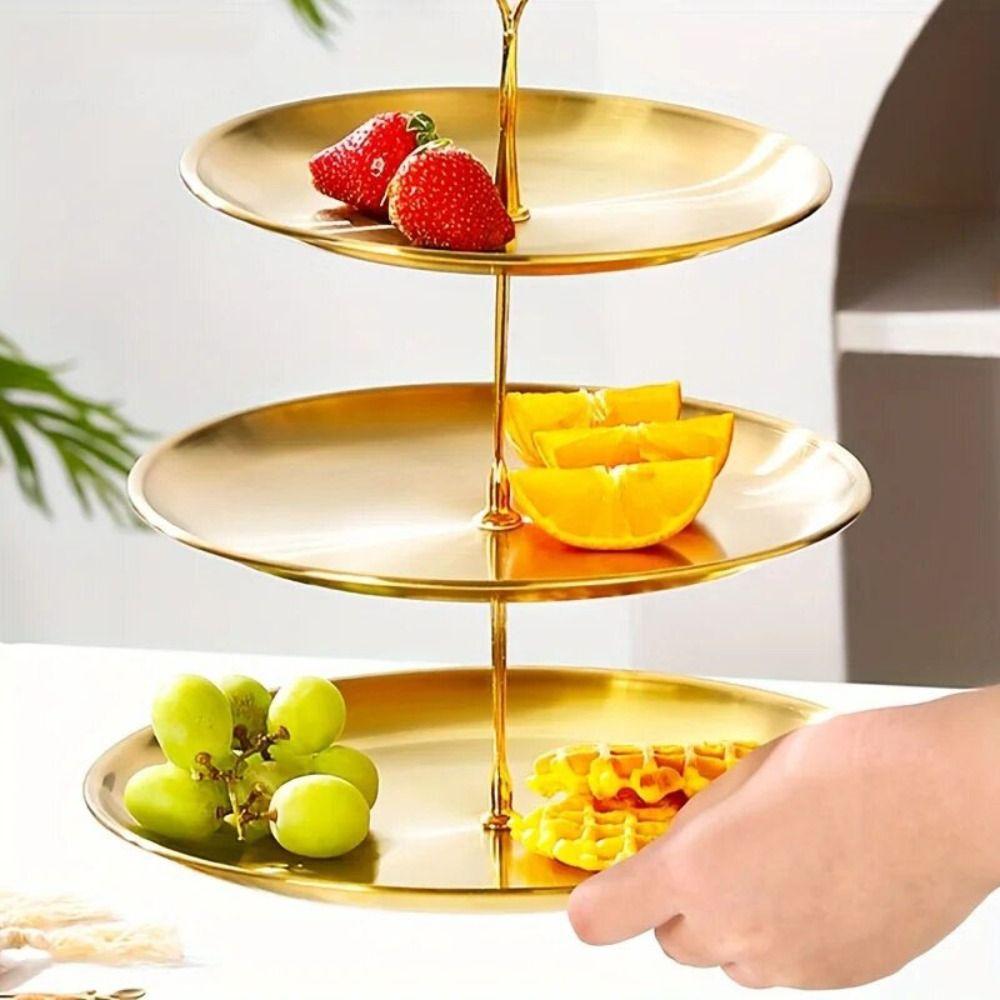 2/3 Layer Stainless Steel Fruit Stand Easy to Use Dessert Display Holder Cake Dessert Tray  Kitchen