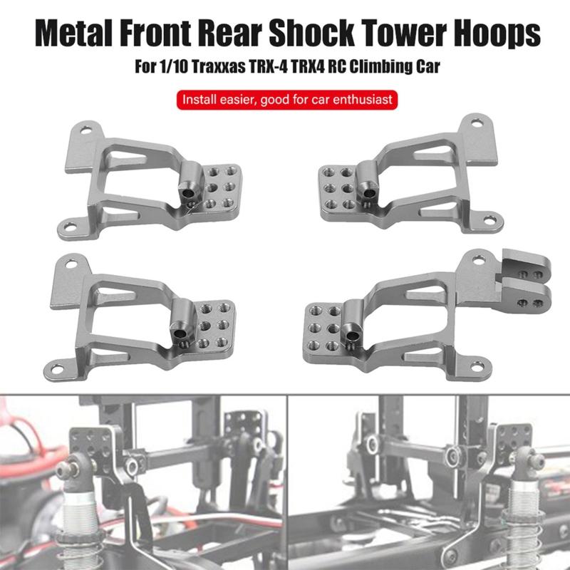 

4 частини RC алюмінієві передні та задні амортизаційні вежі Обручі Кронштейни для кріплення Hop-ups Сумісний із TRX4 8216 RC Car Replacement