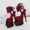 Dámské letní sandály Boty na tenkém podpatku sexy černé vodotěsné leopardí pantofle řady 181 20cm podpatek 10cm platforma LFD