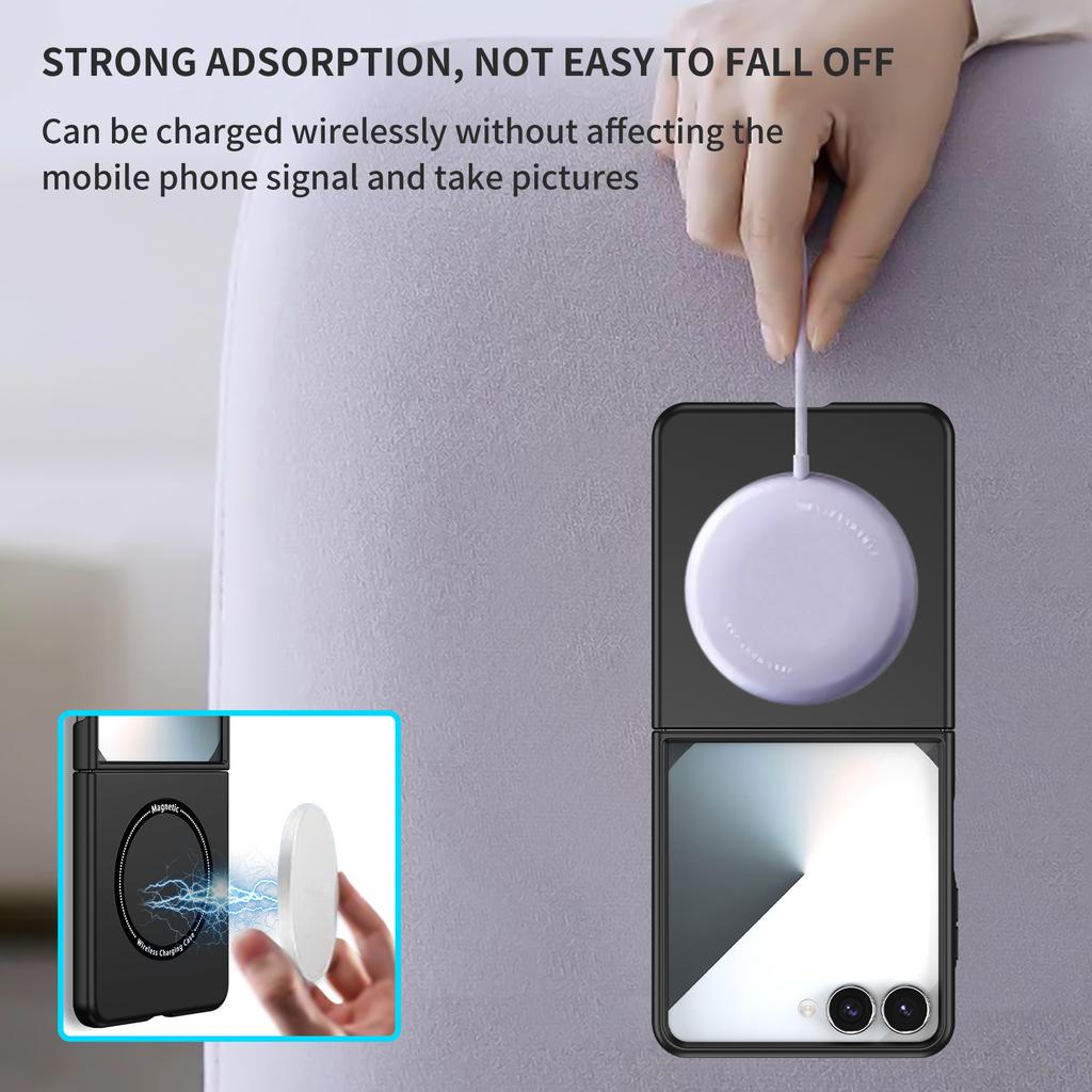 Skin Smooth Case for Samsung Galaxy Z Flip 8 ZFlip 7 6 5 4 3 Lens Protection Magnetic Wireless Charging Anti-Scratch Hard Cover