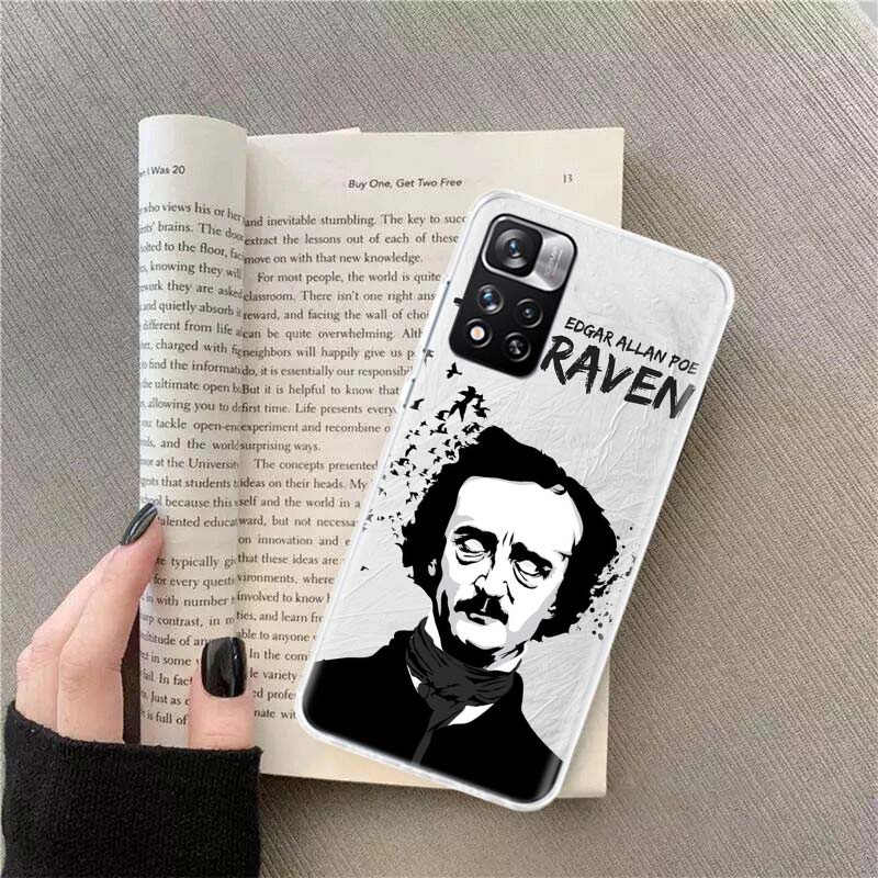Edgar Allan Poe Phone Case For Redmi Note 13 12 Pro Plus 14 15 Pro 5G 11 11T 11E 11S 10 Pro 10S 9 9S Cover Cell Clear TPU Capa C