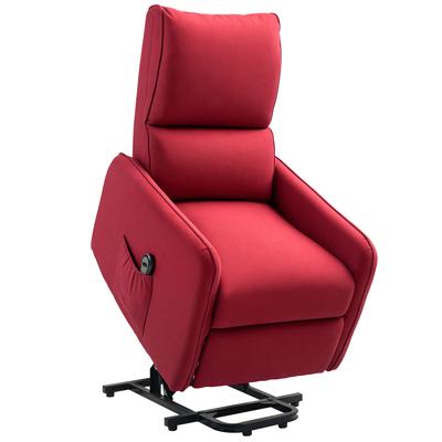 Electric Reclining Riser Armchair with Remote Control and Fabric Pocket, Red