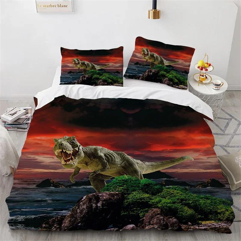 3D Dinosaur Duvet Cover Jurassic Animal Bedding Set Microfiber Comforter Cover King Full For Boys Teens Home Decor Birthday Gift