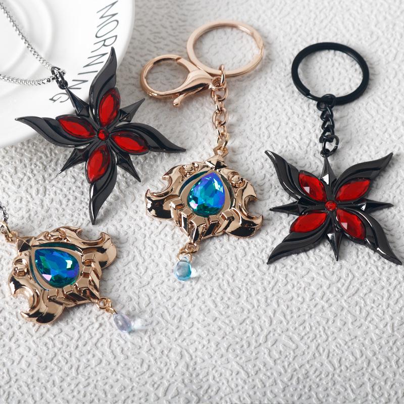 Genshin Impact Xiao & Tartaglia Mask Keychain, Venti & Hu Tao Pendant Necklace, Anime Accessories