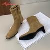 Fashion Aphixta Suede Sock Boots Women Shoes Zipper Spring Autumn High Heel Short Boot Concise Woman Ankle Boots Casual Footwear Size 42