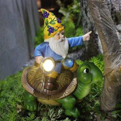 Turtle Garden Decor Turtle Statue With Solar Light And Gnome Waterproof Tortoise Sculpture Lawn Decoration For Balcony Courtyard