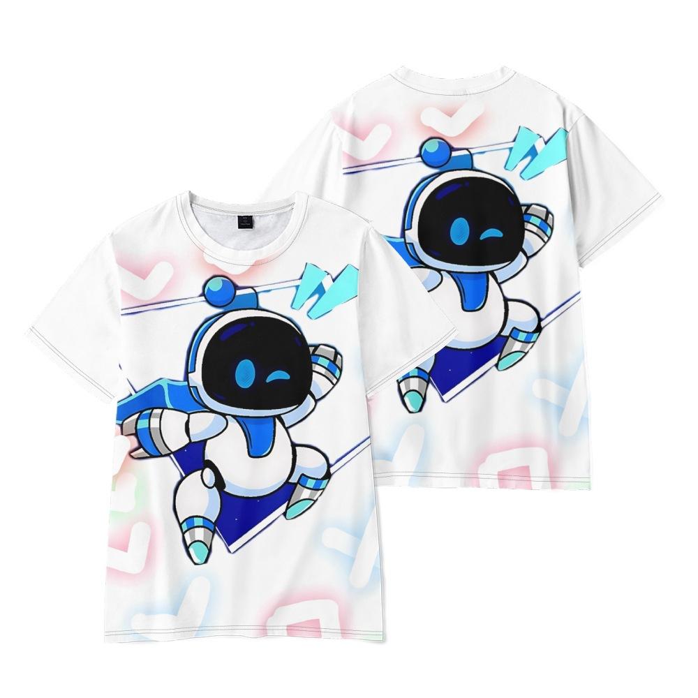 Astro Bot Anime Women Men s T-shirts Cartoon Printed O-Neck Oversized Short Sleeves Fashion Mens Clothing Streetwear XS белый