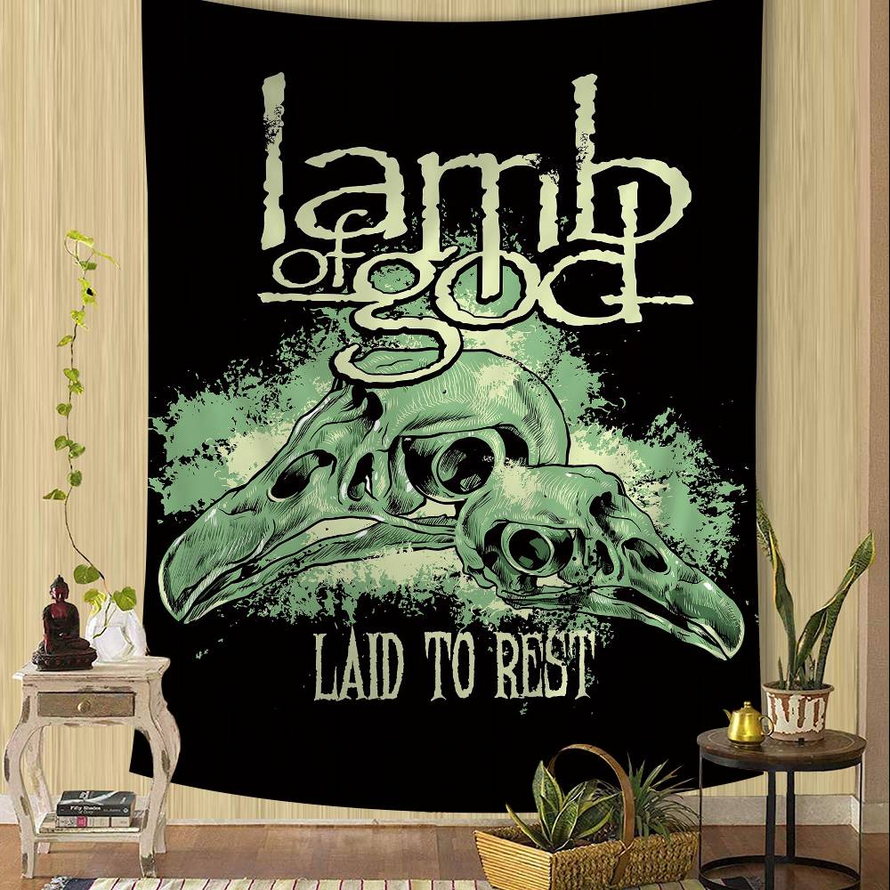 American Metal Band L-Lamb Of God Tapestry Art Printing Japanese Wall Tapestry Anime Wall Hanging Home Decor