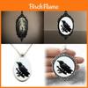 Gothic Raven Pendant Necklace With Alloy Charm And Leather Cord For Women
