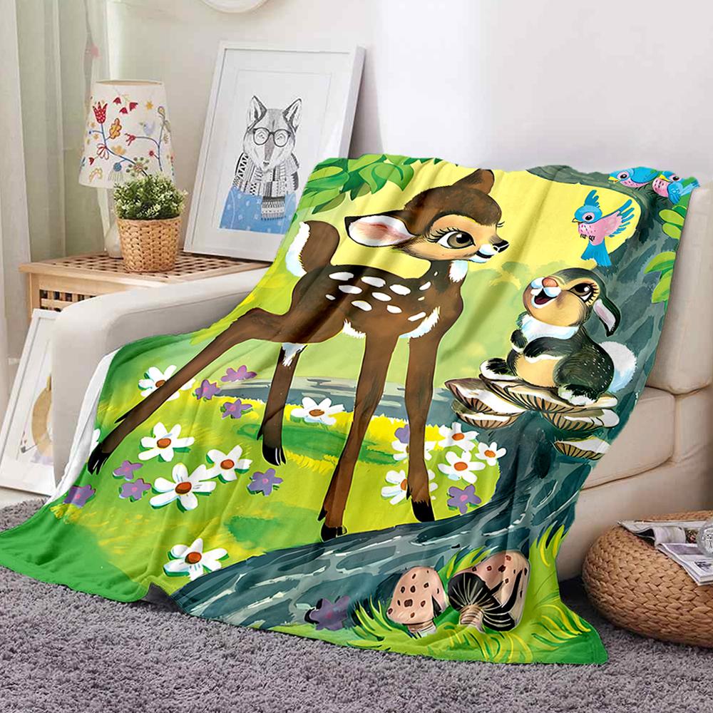 

Free Shipping! HD Carton B-Bambi Fawn Print Blanket Bedroom Living Room Sofa Office Quilt Throw Picnic Beach Towel Blanket Gifts 75x90cm
