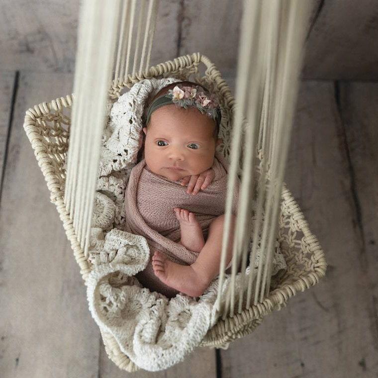 1pc 30cm*25cm*40cm Baby's 100 Day Photo Props Baby's Full Moon Photo Accessories Lace Hammock Photography Props White Cotton