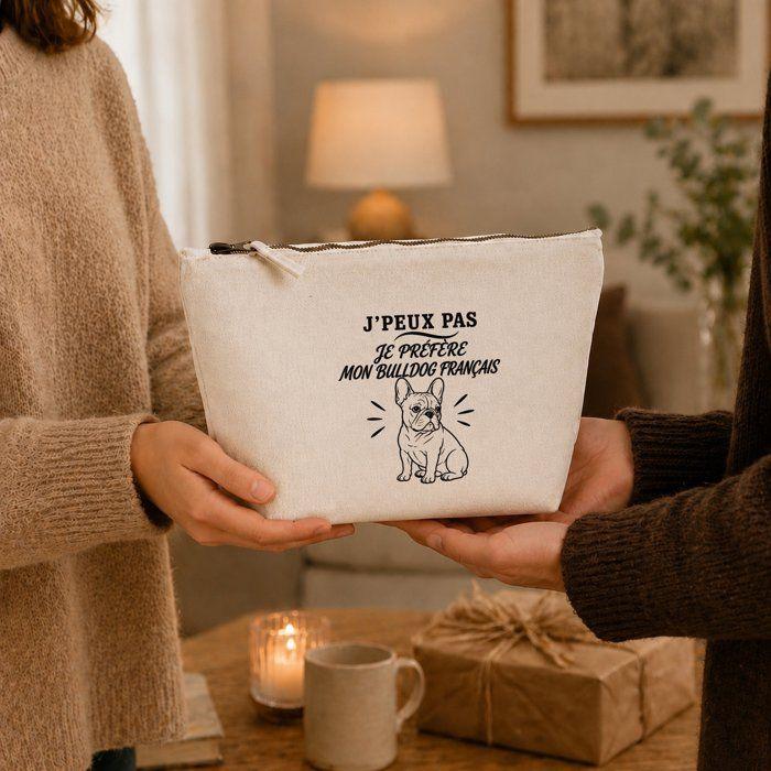 Trousse de toilette - PLANETEE - J'peux pas minimaliste - 100% coton beige - 3 L (28×19×9 cm) - Impression DTG durable