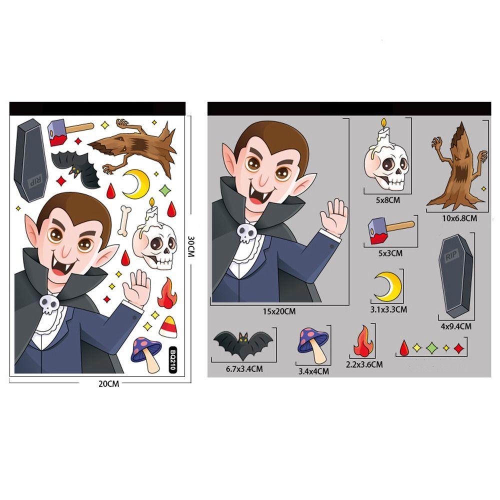 Cute Halloween Window Stickers Witch Bat Pumpkin Skull Self-adhesive Stickers Home Decoration