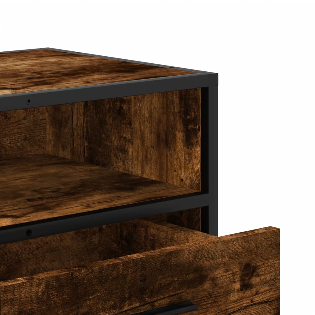 TV Stand in Smoked Oak 80 x 34.5 x 40 cm Engineered Wood and Metal
