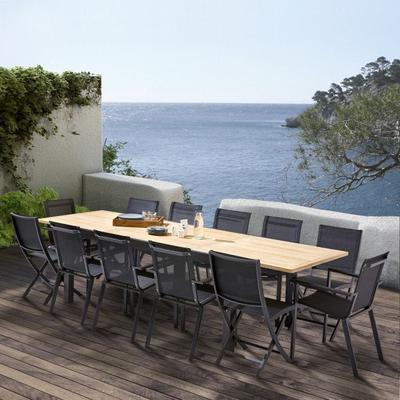 Garden Furniture Set Bali T 8 / 12 + F 8 + C 4 Teak Black Wilsa Garden