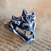 Vintage Silver Demon Devil Open Ring for Teen Young People Hip Hop Gothic Personality Party Anniversary Jewelry Present