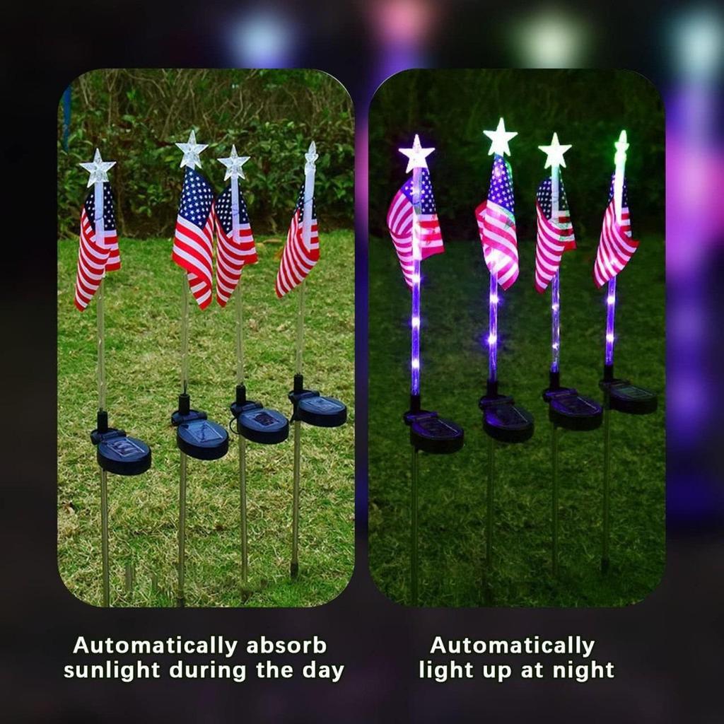 Solar-Powered Flag Light for July 4th: Outdoor Waterproof Yard and Garden Decoration