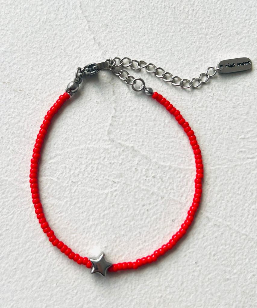 Rise More My Star Red Bead Bracelet