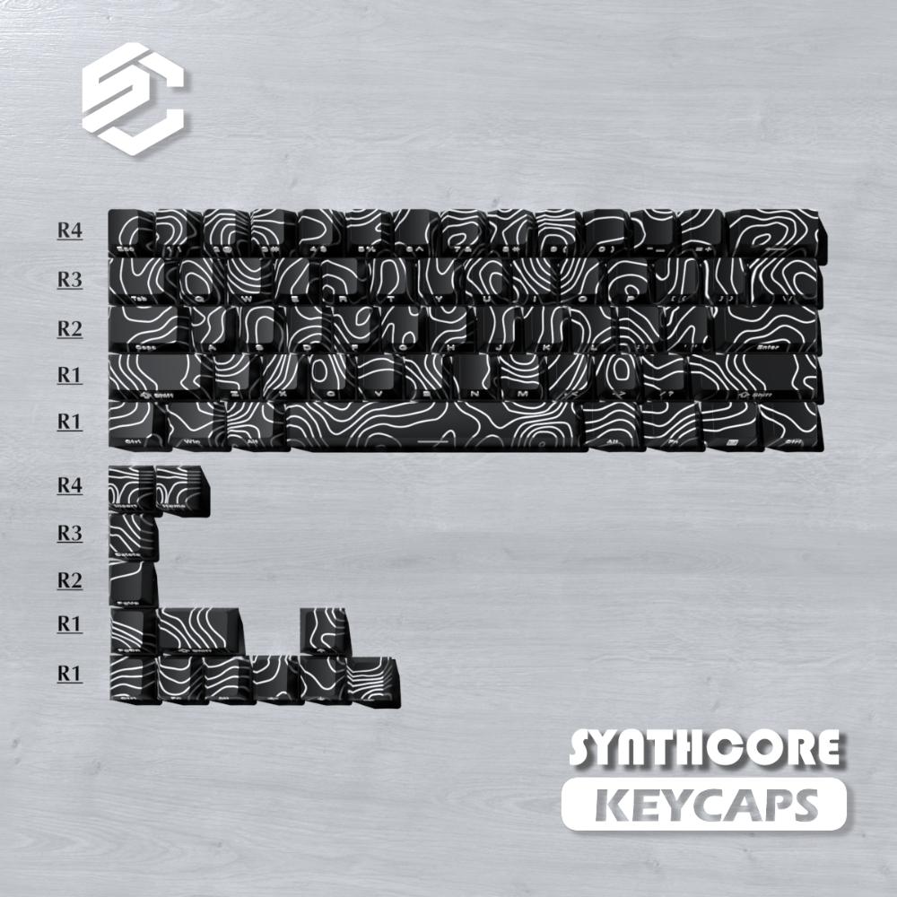 Contour Black Gold Side-engraved Translucent Keycaps for 74-key PBT Cherry Adapted To MX Switch 60 61 68 Mechanical Keyboards.
