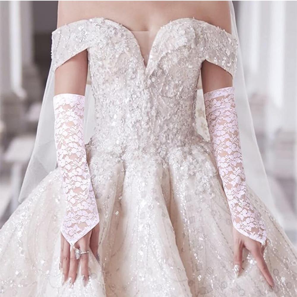 Guanti Eleganti In Pizzo Per Donna - Lunghezza Al Gomito, Senza Dita - Per Opera, Anni '20, Matrimoni