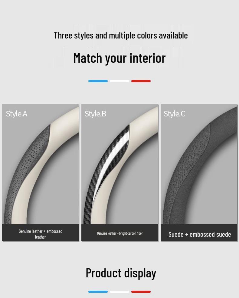 Genuine Leather Steering Wheel Cover for Tank 300 - Ultra-Thin, Universal, All-Season Fit, Cyber Design