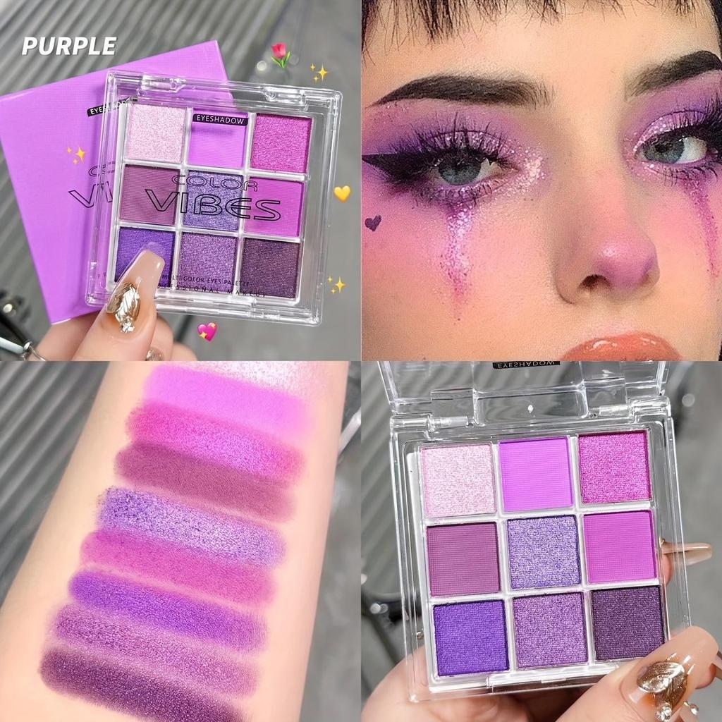 9 Colors Eyeshadow Palette Matte Pearly Glitter Finish for Brightening Eye Makeup Eyeshadow Contouring and Music Festival Looks