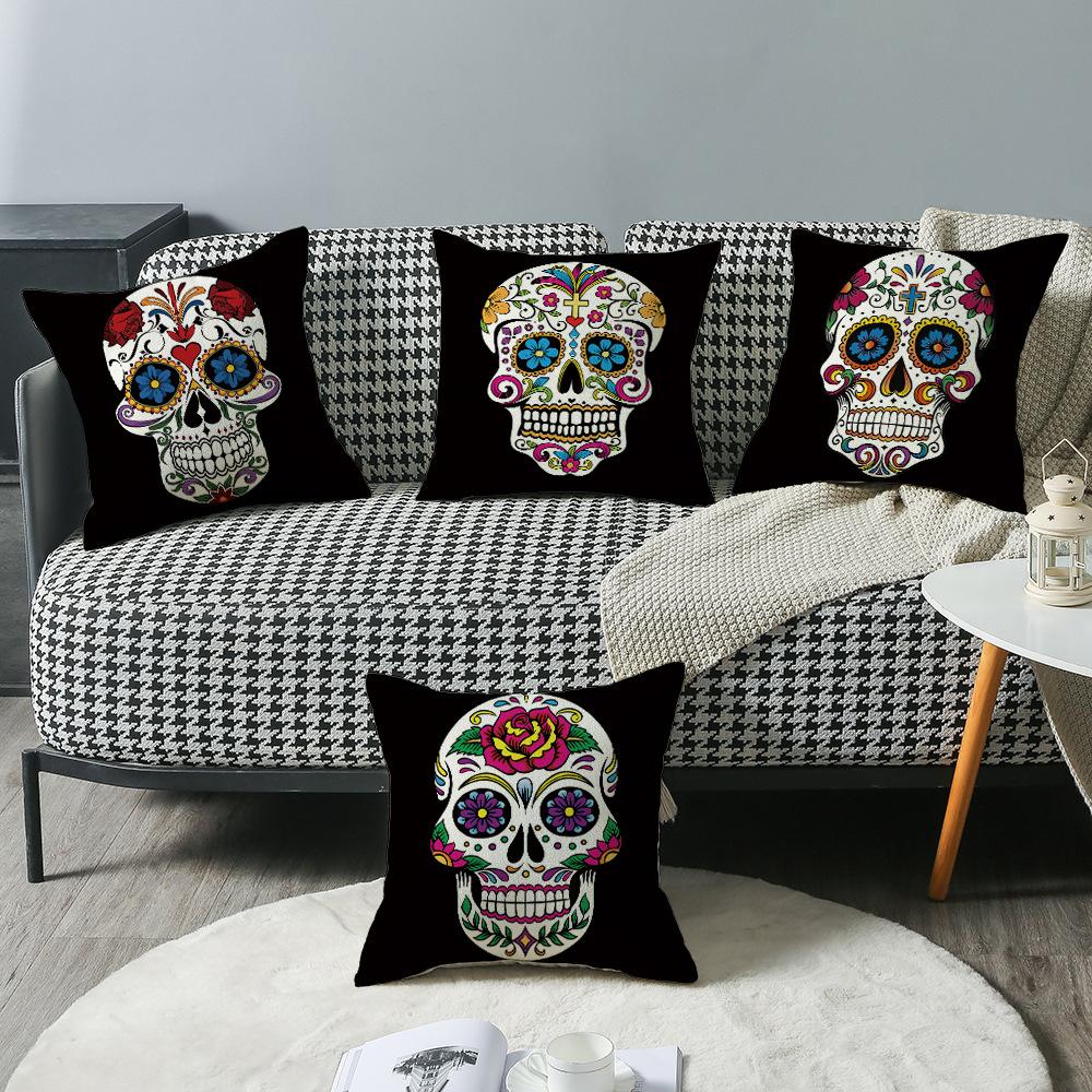 New Day of The Dead Skull Pillow Cover Skull Decoration Sofa Bedroom Pillow Cover Bedside Backrest
