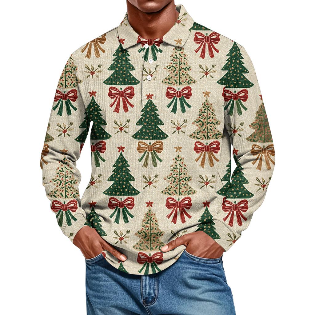 Men's Casual Style Solid Color Loose  Shirt Long-sleeved Top