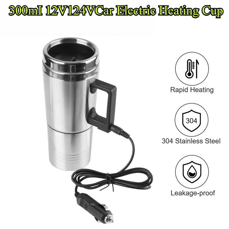 12V 24V DC Car Cup 300ml Electric Heating Cooling Kettle Safe Removable USB Travel Mug with Temperature Control