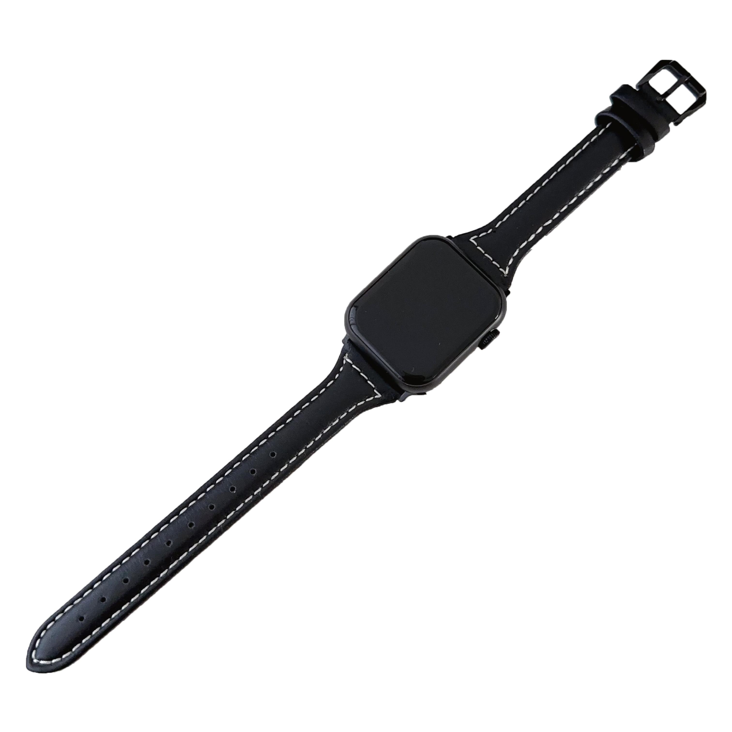 

For Apple Watch 10 46mm/Ultra 2/Ultra 49mm/9 8 7 45mm/SE (2023) SE (2022) SE 6 5 4 44mm/3 2 1 42mm PU Leather Wrist Strap Black