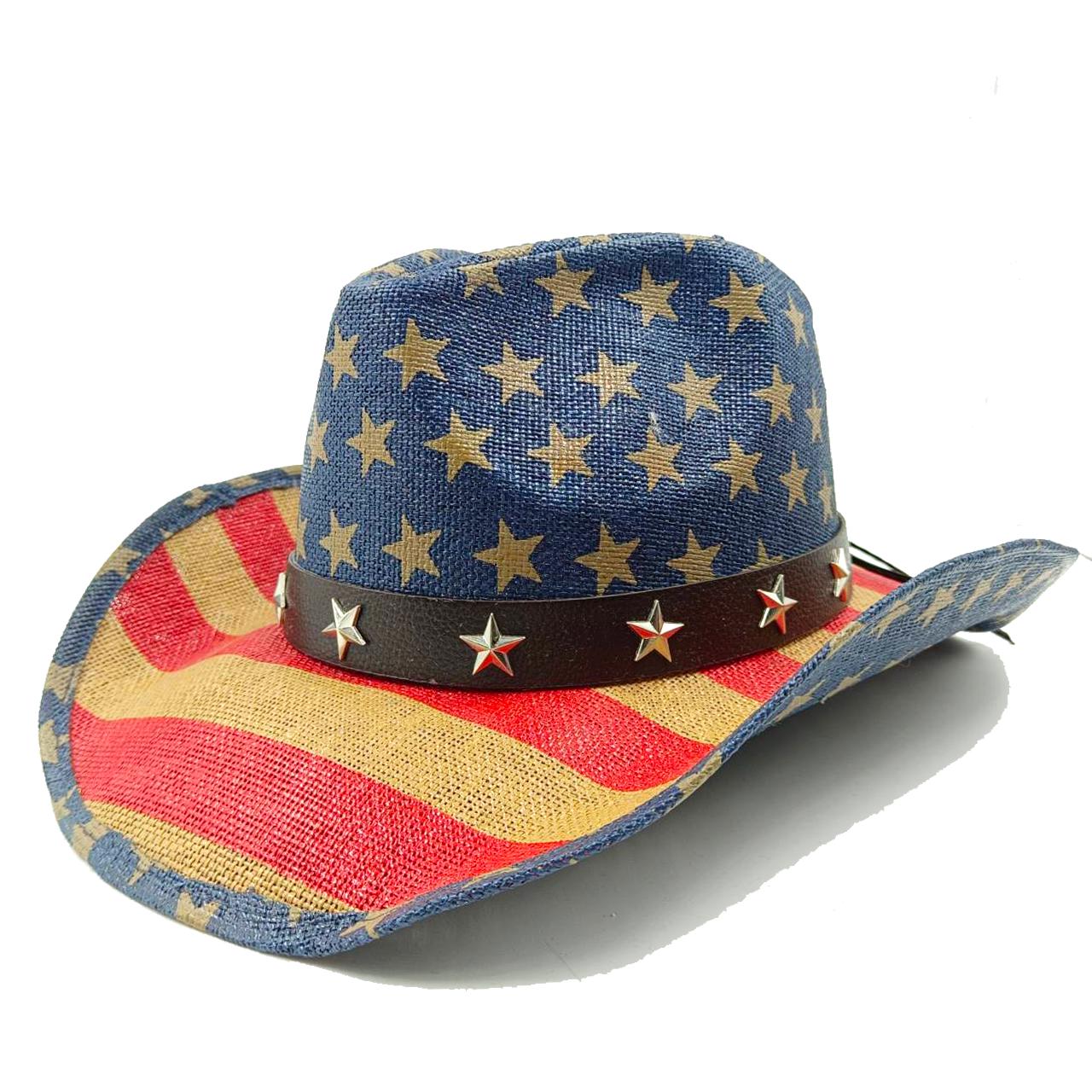 Ковбойская шляпа в стиле вестерн-джаз Сапфировая дышащая ручная работа из твердой бумаги Летняя ковбойская шляпа унисекс в стиле вестерн Шляпа от солнца M55-58cm