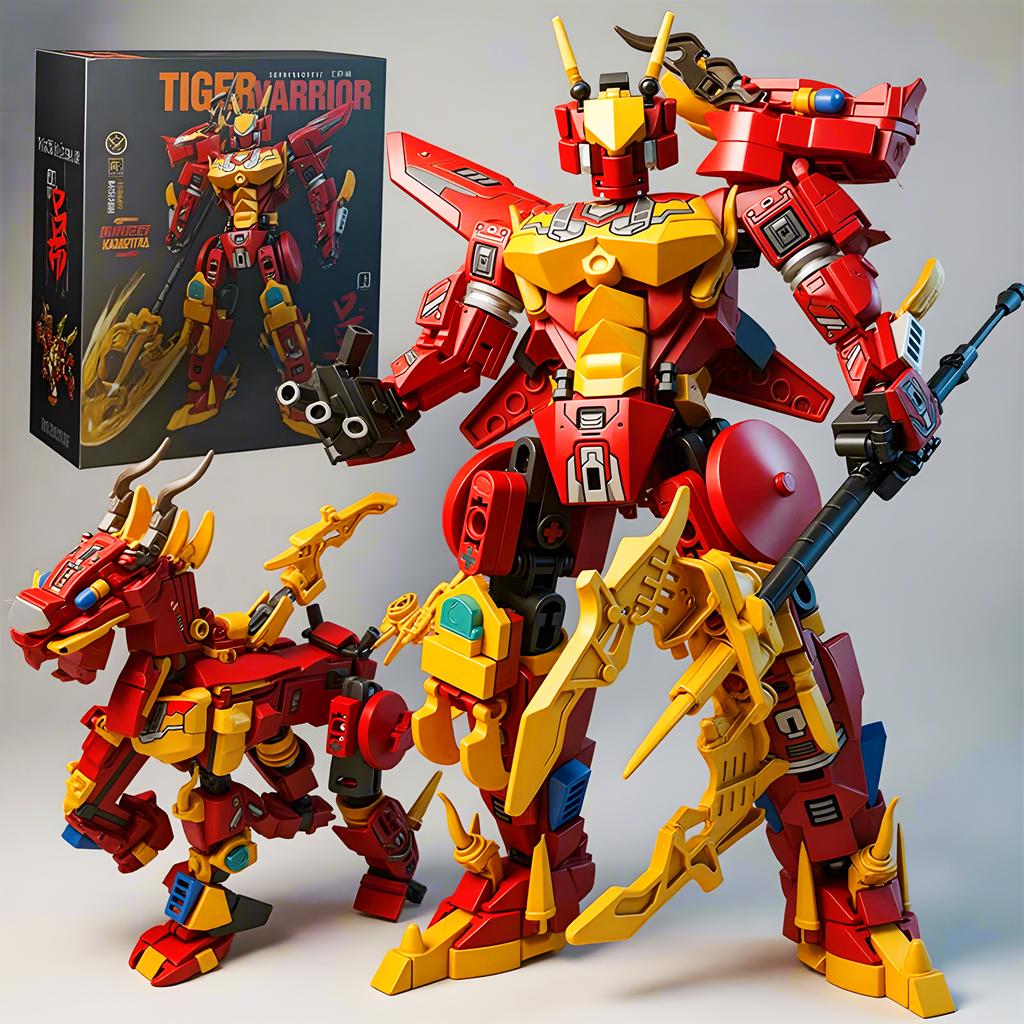 Mecha Warrior Transforming Robot Building Blocks Super Hero Mythical Qilin Animal Bricks Kids DIY Assembly Toy Christmas Gift