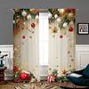 2-Piece Festive Christmas Decor Polyester Curtains, HD Digital Print With Golden and Red Balloon & Bow Pattern, Light Filtering