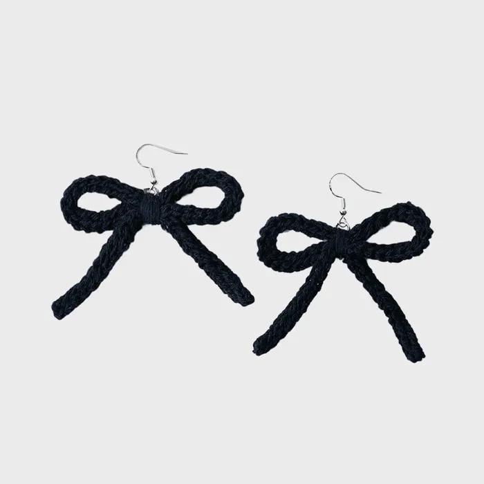 No.201 / Ribbon Crochet Earrings (Silver 925) _ Black