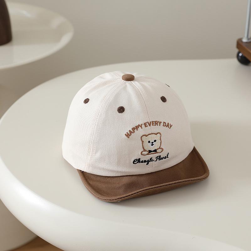 Unisex Dziecięca Miękka Czapka Baseballówka z Daszkiem z Motywem Misia Kreskówkowego do Ochrony przed Słońcem - Wiosna/Lato Styl Koreański