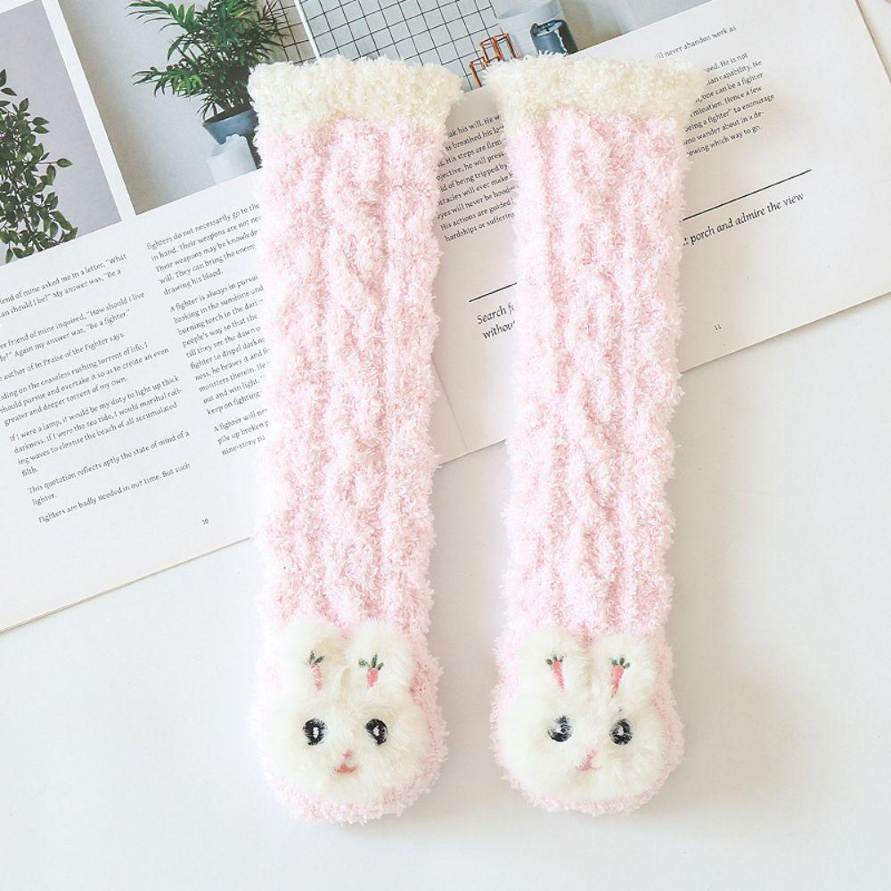 Fuzzy Newborn Knee High Socks Soft Infant Winter Stockings Coral Fleece Socks 0-3 Years Old