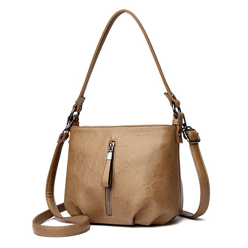 

Женская маленькая сумка 2025 Новые ретро сумки Сумка-ведро Простая на плечо через плечо хаки