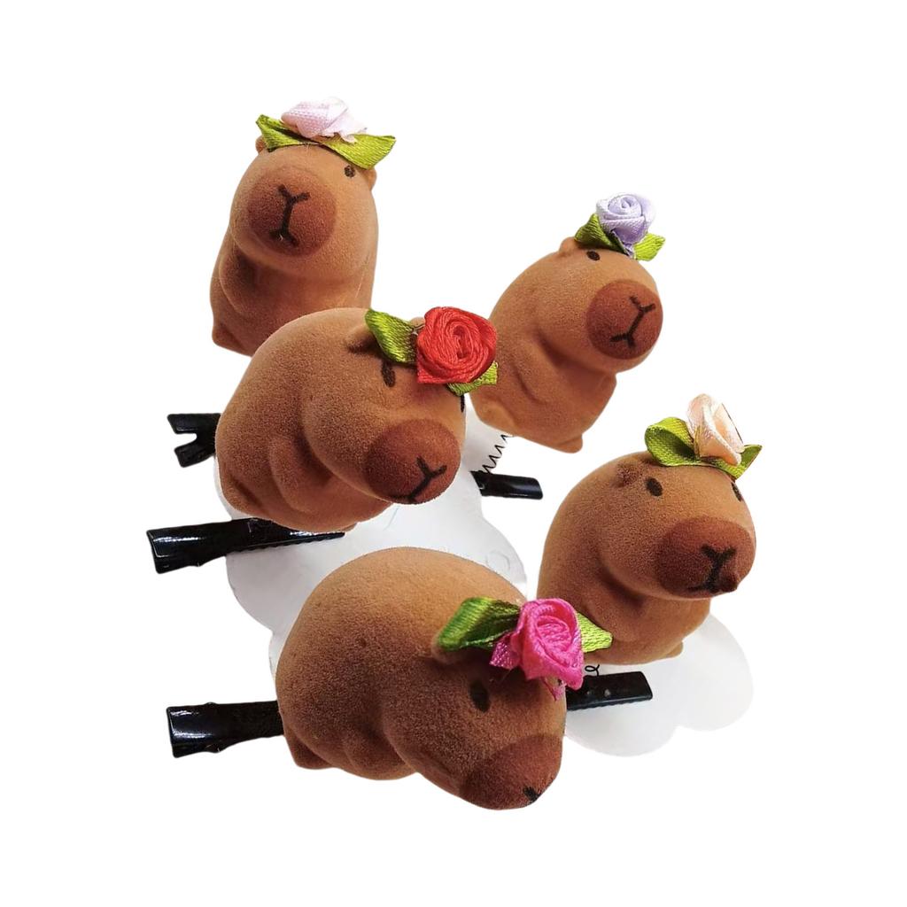 5er-Pack Cartoon 3D Capybara Plüsch-Haarnadeln Modische Tier-Haarspange Haar-Accessoires Geschenk für Mädchen und Frauen