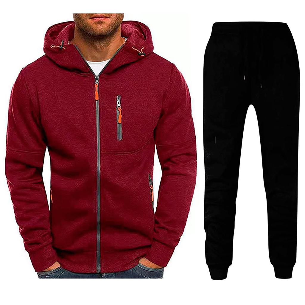 Men's Winter Sports Casual Fitness Suit With Dots Hoodie Sweatshirt And Pants