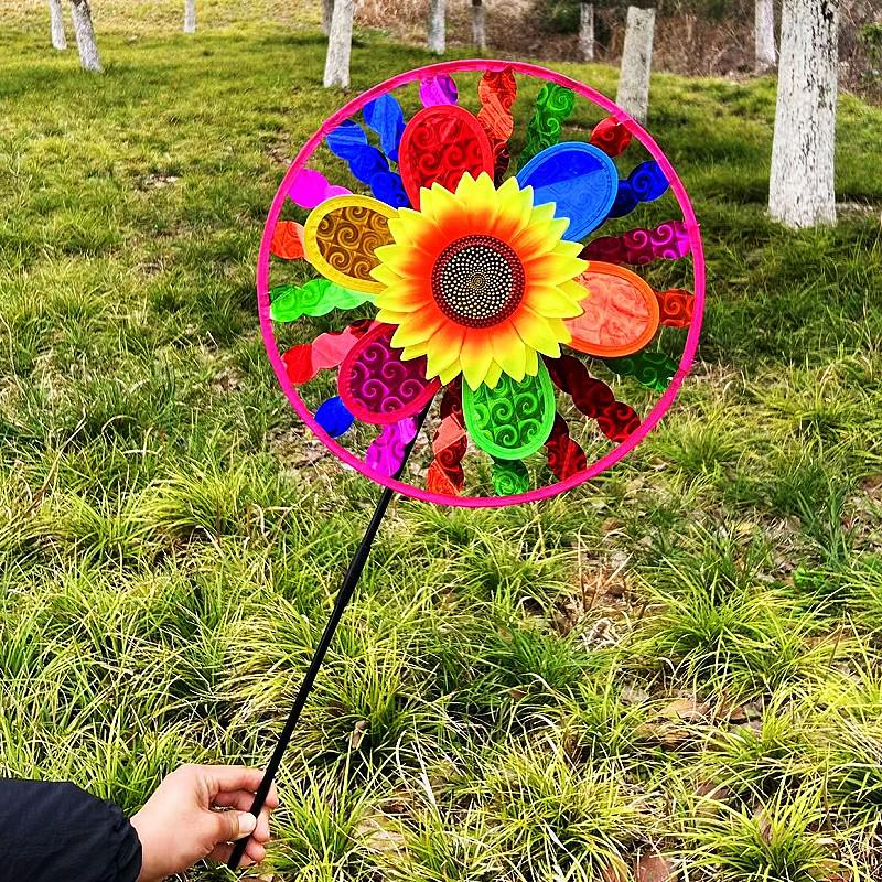 Colorful Wooden Sunflower Windmill Toy 