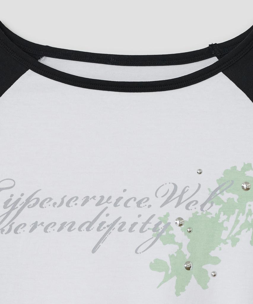 TYPESERVICE Sheer Hotfix Raglan Top [White]
