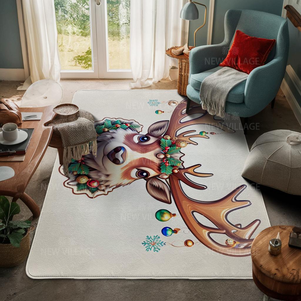House Entrance Carpet Home Door Mat Living Room Bath Foot Bathroom Non-slip Water Absorption Rugs Bath Merry Christmas Winter