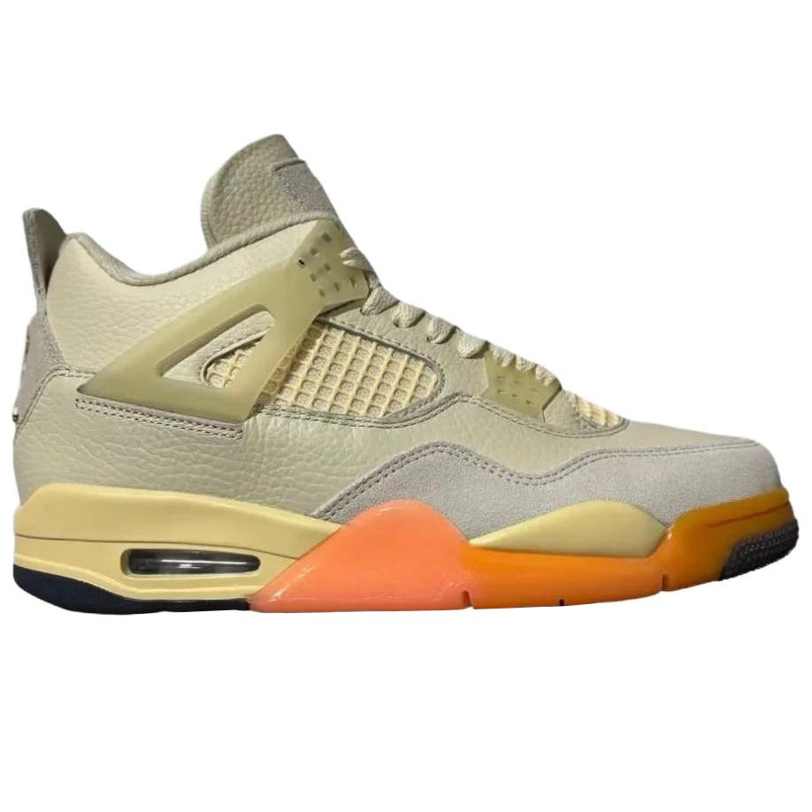 Air Jordan 4 Retro Birds Of Paradise Damen Sneaker Tan Kokosmilch Metallisches Gold Muslin Helles Mango Sonnenuhr Schwarz HV0823-101