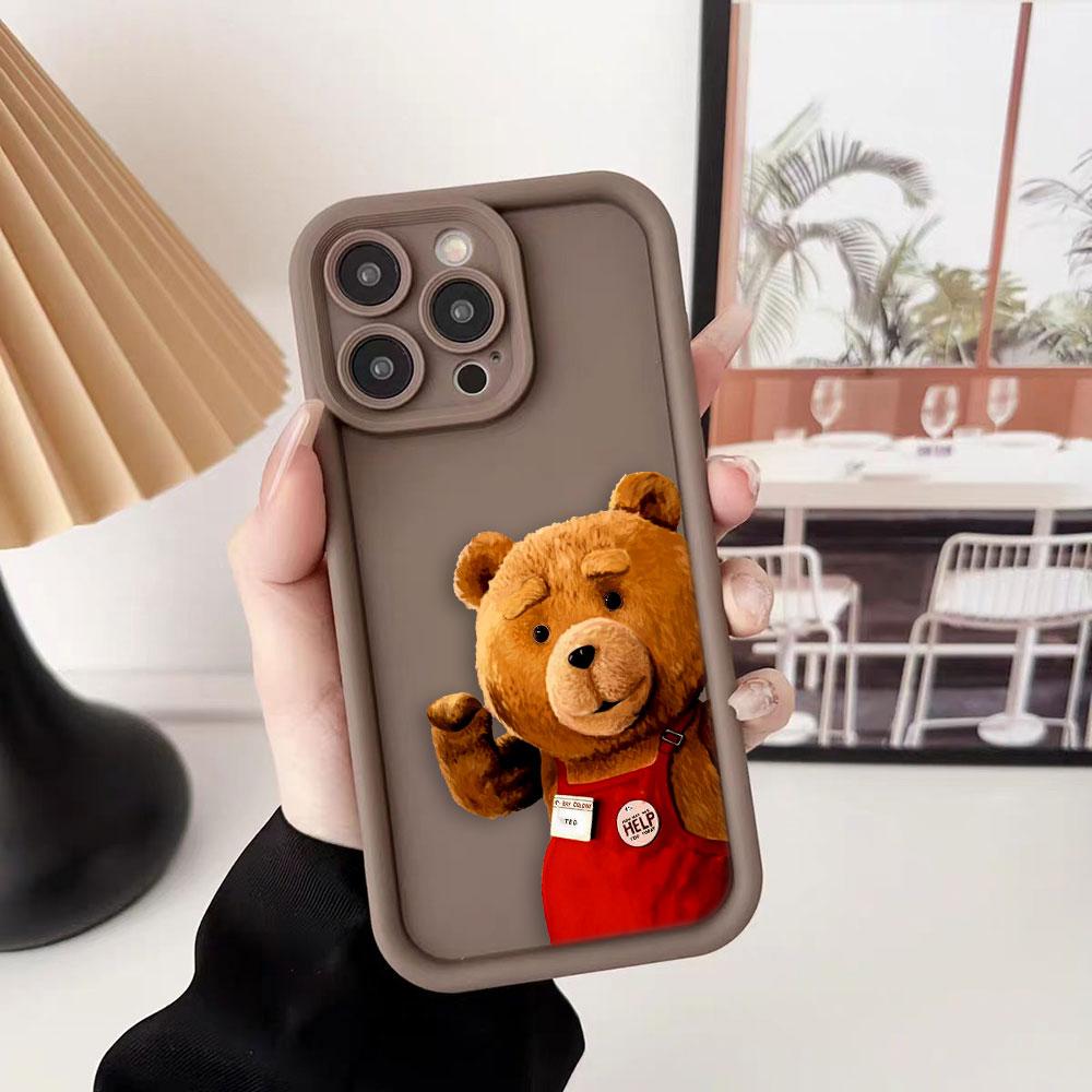 Cartoon Bär T-Teddy Handyhülle Für iPhone Apple 17 AIR 16 16E 11 12 13 14 15 XR Plus Pro Max DIY Hülle TPU Stoßfeste Hülle Capa