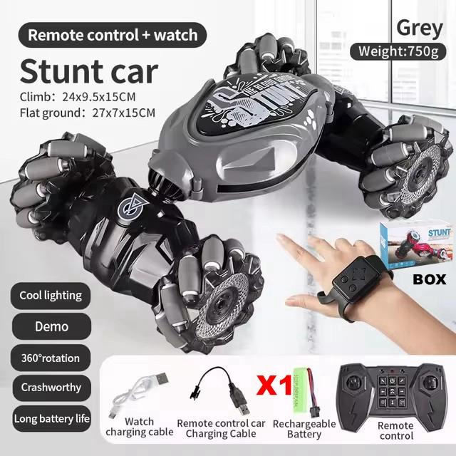 Rc Drift Car With Music Led Lights 2.4g Gesture Radio Remote Control Spray Stunt Car 360° Rotating Climbing Car Toys Gift
