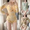 2025 Women's High-End Long Sleeve Triangle One-Piece Swimsuit - Slimming, Pure Desire Style for Hot Springs