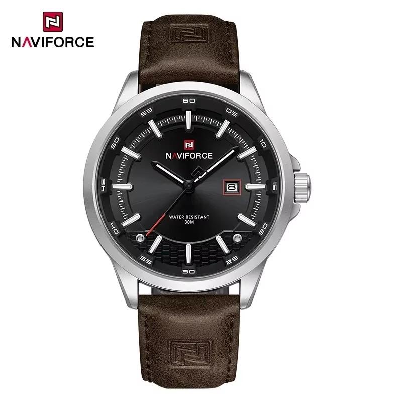 NAVIFORCE Luxury Men s Quartz Watch Original Waterproof 3ATM Watch for Men Leather Business Bracelet Calendar Montre 9248 NAVIFORCE 9248 шампанского