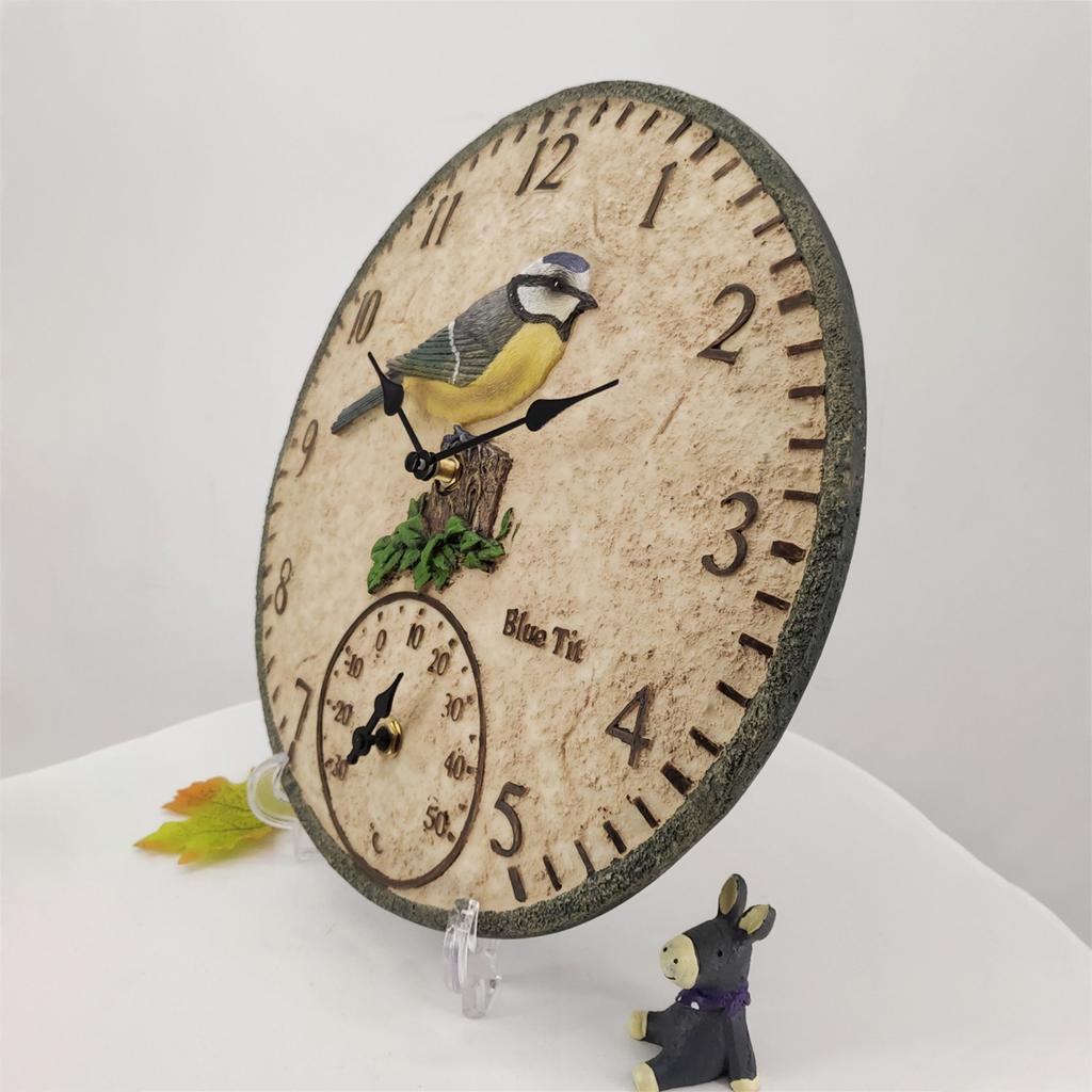 12 Inch Outdoor Thermometer Clock Waterproof Wall Clock Wall-Mounted Thermometer Clock For Patio Garden Yard Garden