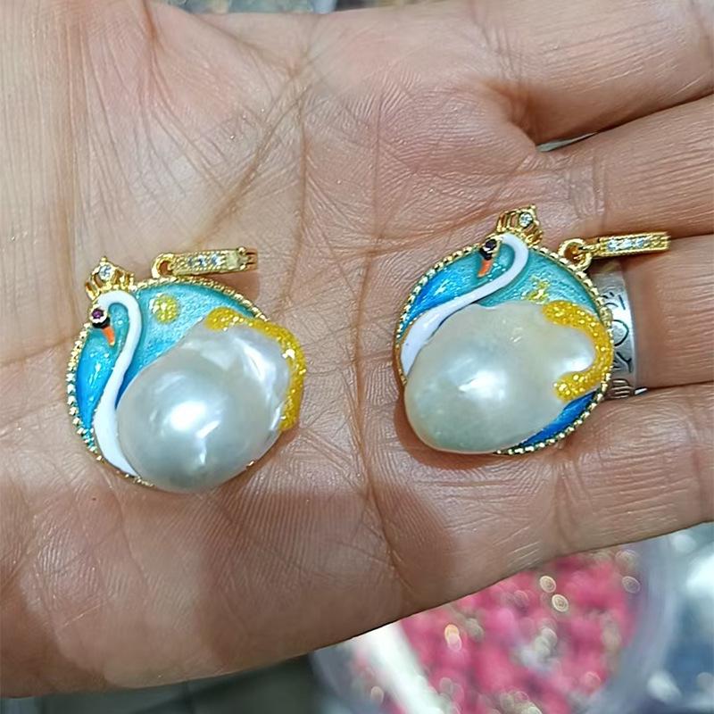 Beliebte Mittelalterliche Ölmalerei Perlenanhänger Halskette – Exquisites Retro DIY Schmuckaccessoire